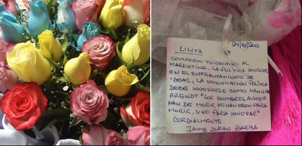 Las flores que Durán Barba le mandó a Carrió