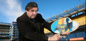 En sus pinturas, La Bombonera siempre late