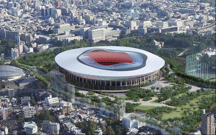 CLAIMA20151217_0178 ESTADIO OLÍMPICO TOKIO. Si bien ambas propuestas son anónimas, se especula que este diseño sería del arquitecto japonés Kengo Kuma.