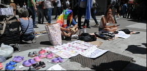 Protesta de manteros a cinco años del desalojo de la peatonal Florida