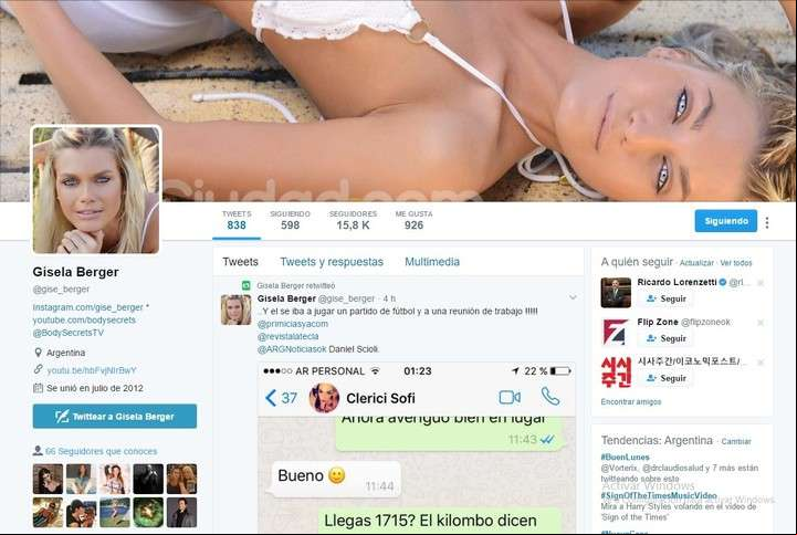 Berger compartió los chats privados de Scioli y su amante con medios de la farándula.