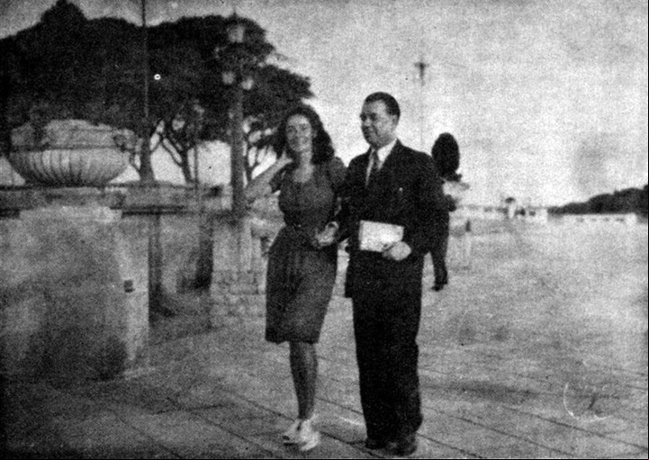 Borges y Estela Canto en la Costanera, en 1945. (AGN) 