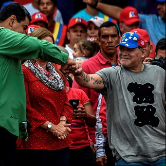 Diego Maradona festejó el triunfo político de Maduro en la ONU y se lo dedicó a Guaidó