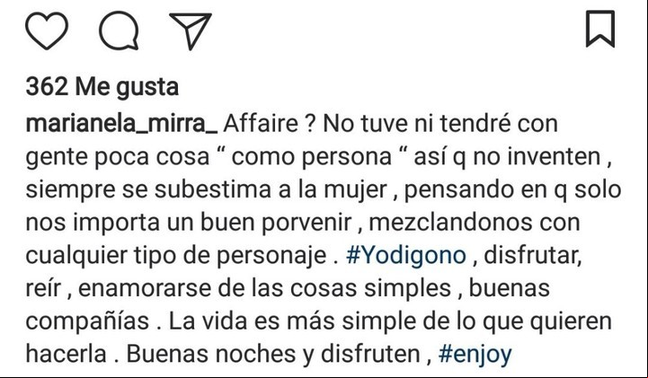 Uno de los enigmáticos mensajes de la ganadora de GH 2007. (Instagram)