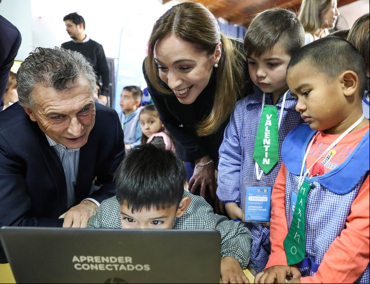 El expresidente Macri, cuando impulsaba la construcción de jardines de infantes.
