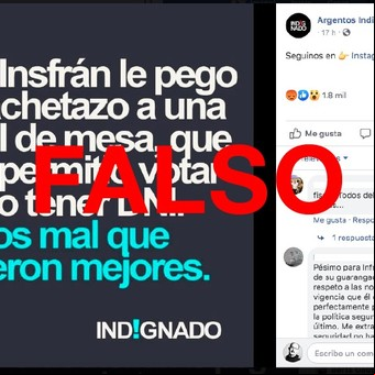 Es falso que Gildo Insfrán le pegó un cachetazo a una autoridad de mesa