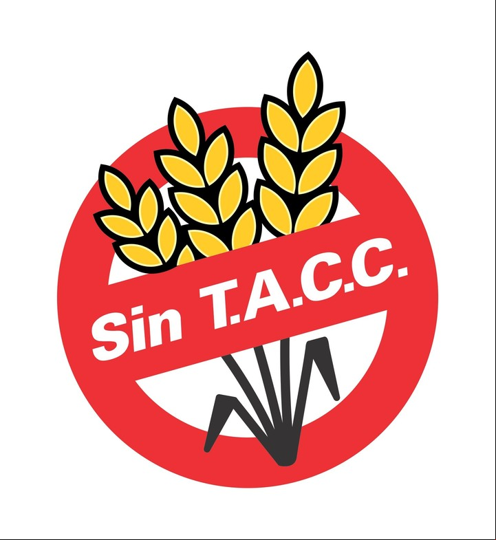 Logo oficial "sin TACC". Sin trigo, avena, cebada ni centeno, los cereales que afectana los celíacos.