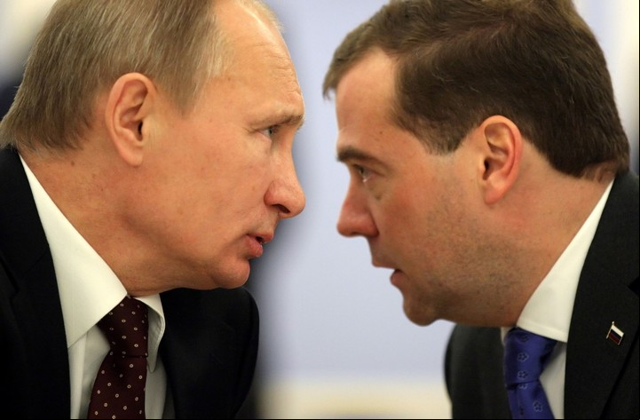 Vladimir Putin y Dmitry Medvedev. El actual presidente ruso y su delfín en el poder entre 2008 y 2012. Foto: EFE