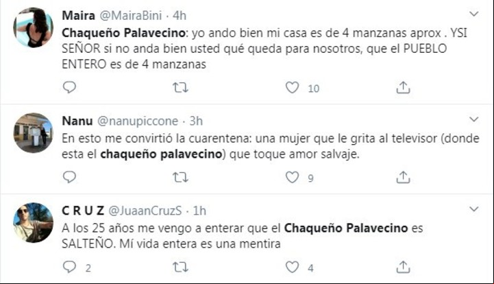 Algunos de los comentarios sobre la participación del Chaqueño Palavecino en "Morfi". Twitter.