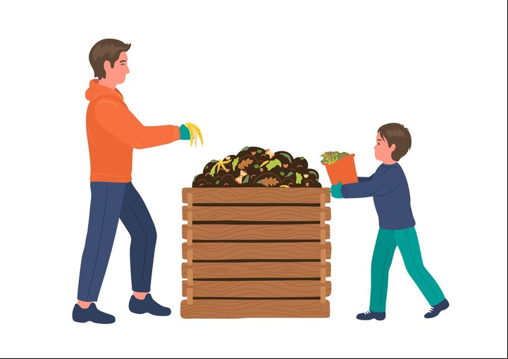 Para hacer compost, tenemos que colocarle a la compostera desechos secos y desechos húmedos. Foto: Shutterstock.