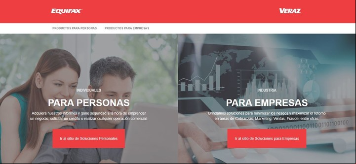 La página de inicio de Veraz.