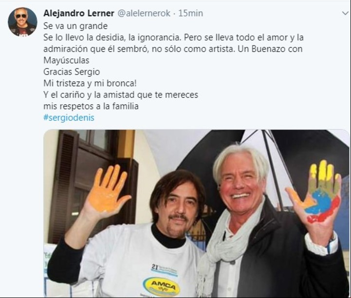 Alejandro Lerner y su dolor por la muerte de Sergio Denis.