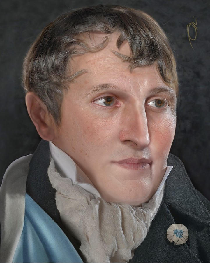 La reconstrucción digital de Manuel Belgrano, por el artista Ramiro Ghigliazza.
