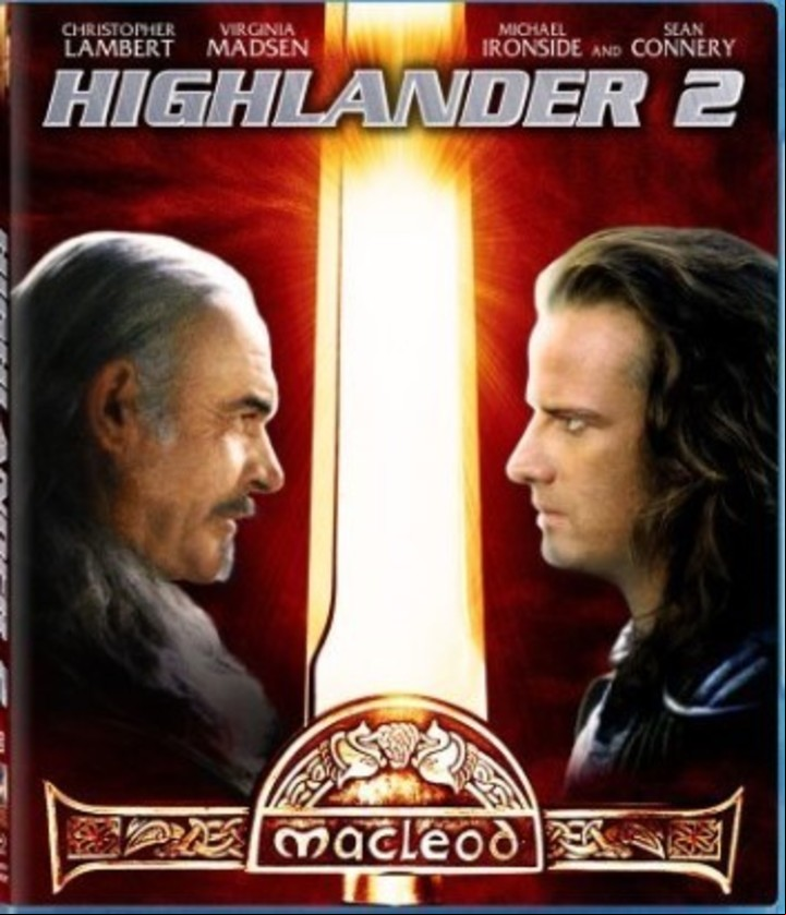 La tapa del dvd de Highlander 2, con Christopher Lambert y Sean Connery.