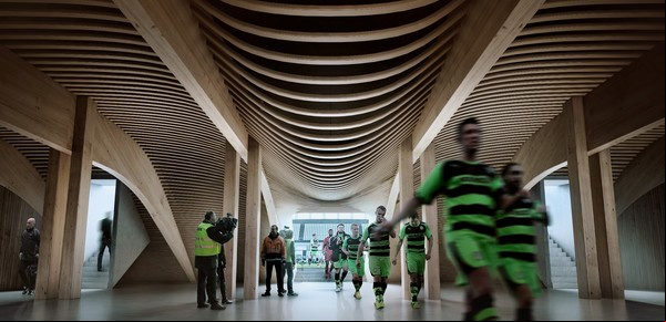 Volver al tablón: Diseñan un estadio de fútbol en madera
