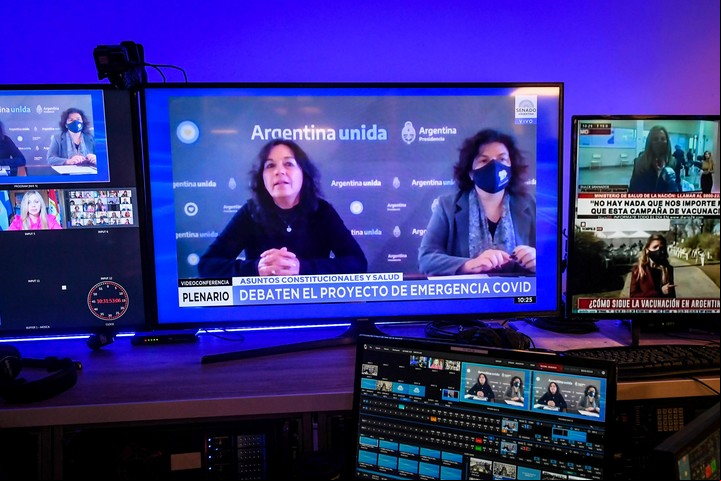 La secretaria Legal y Técnica de la Presidencia de la Nación, Vilma Ibarra, y la ministra de Salud de la Nación, Dra. Carla Vizzotti, expusieron ante senadores.