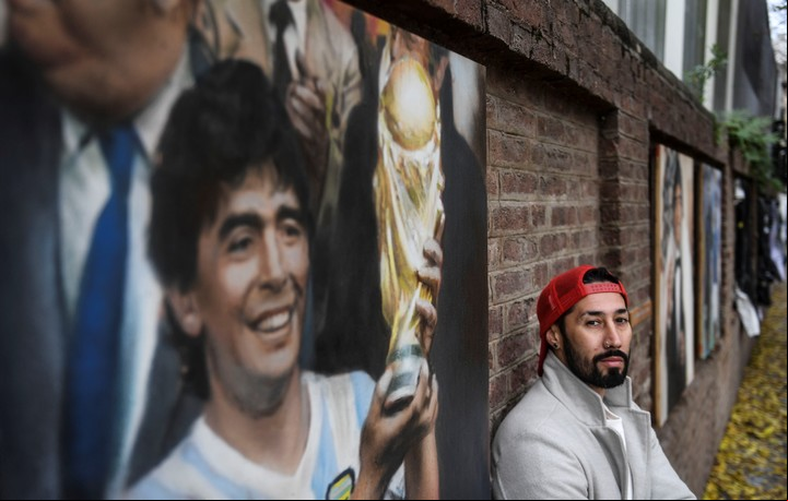Diego Maradona, según Maxi Bagnasco. Foto Télam