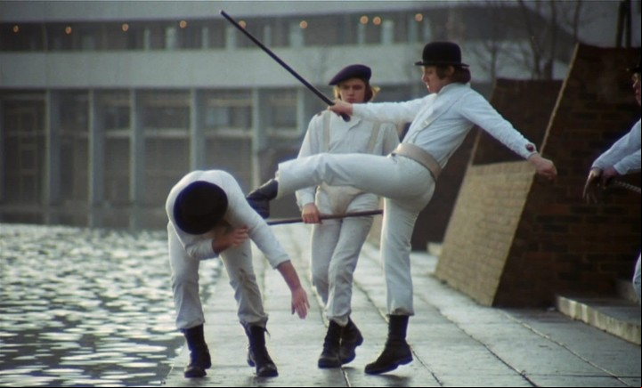 Alex y su pandilla sangrienta, en “La naranja mecánica”, el film de Kubrick sobre la novela de Anthony Burguess.