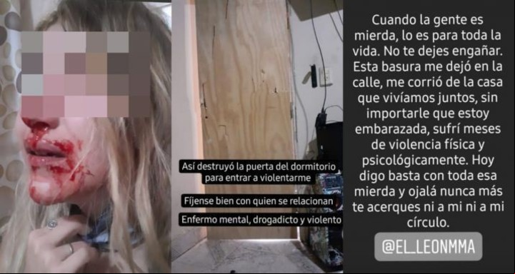 Las fotos en las que la pareja del luchador Juan Varela denunció violencia de género.