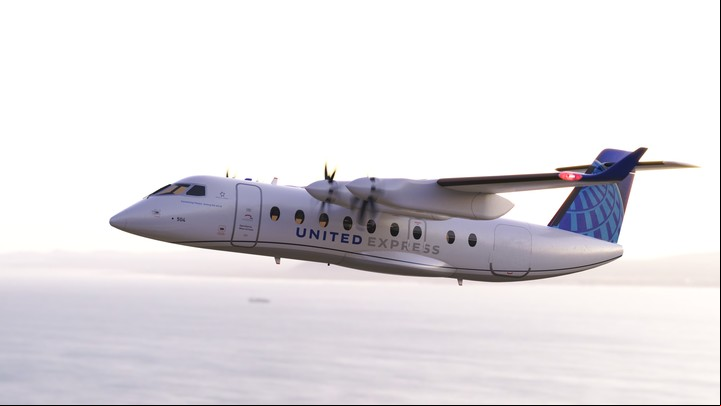 La aeronave podrá llevar 19 pasajeros hasta poco más de 400 kilómetros de distancia. Foto United Airlines.
