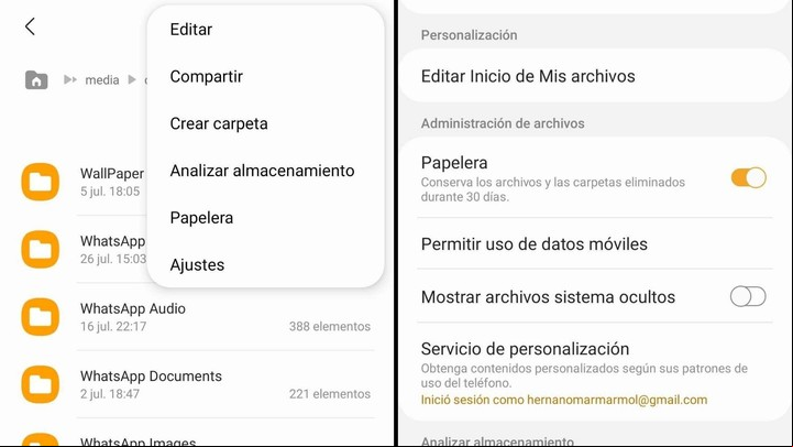 La opción para ver los archivos ocultos en los celulares Android.