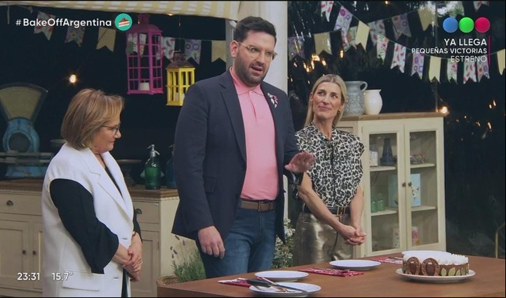 El jurado de la nueva edición de Bake Off: Dolli Irigoyen, Damián Betular y Pamela Villar. Captura TV.