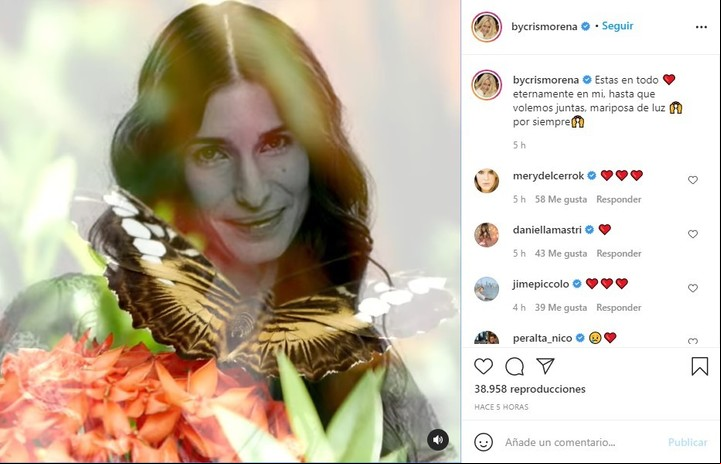 La publicación de Cris Morena en recuerdo de Romina Yan. Instagram.