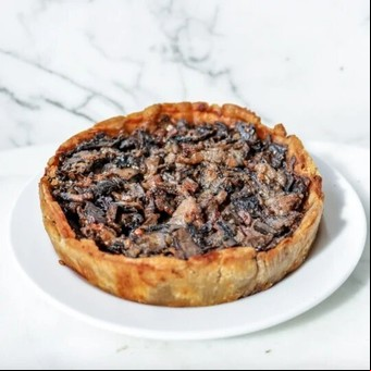 Tarta de portobellos y panceta