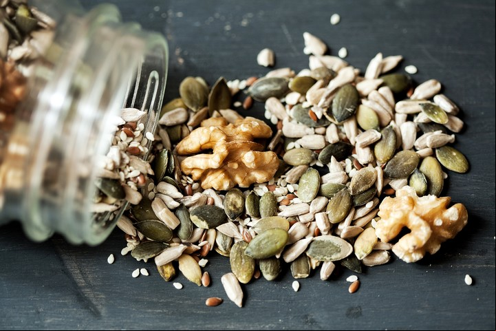 Frutos secos y semillas, ricos en grasas saludables. Foto Shutterstock.