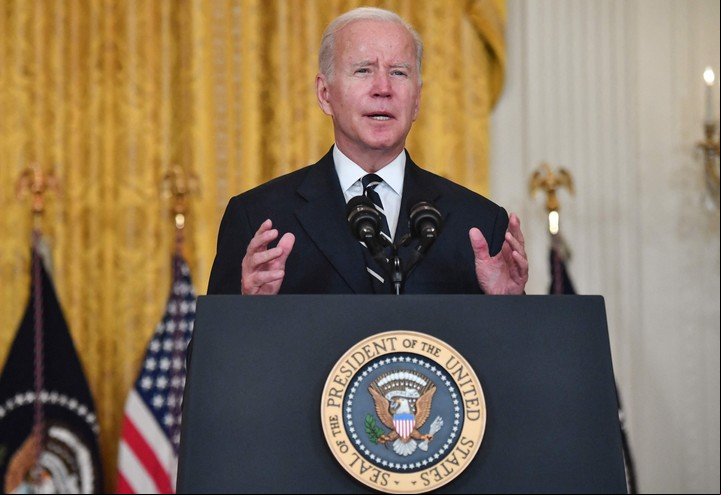 Joe Biden, habla sobre los planes de gasto social de su istración, desde la Sala Este de la Casa Blanca en Washington, DC. Foto de Nicholas Kamm / AFP.
