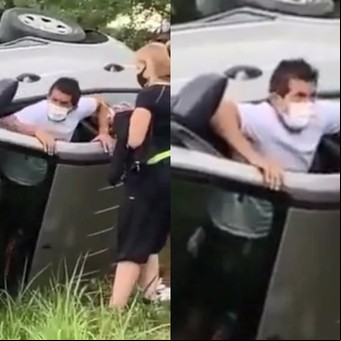 El audio del Pulga Rodríguez naturalizando su rescate a una mujer que volcó con su auto: "Es una señora que se dio vuelta"