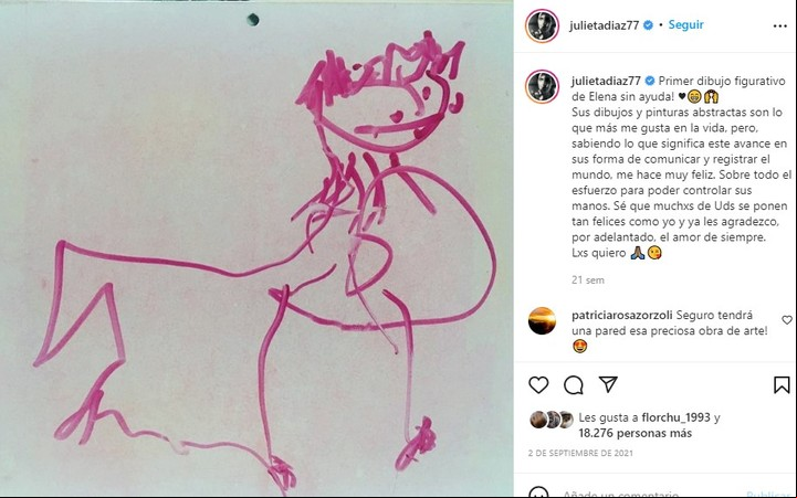 Julieta, cómo no, orgullosa de su hija Elena, lo testimonia en las redes sociales.