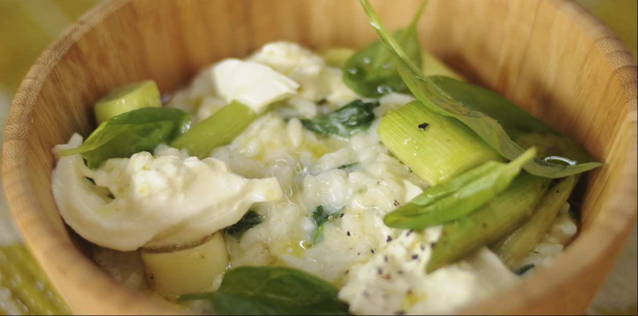 Receta de Risotto de puerros y burrata