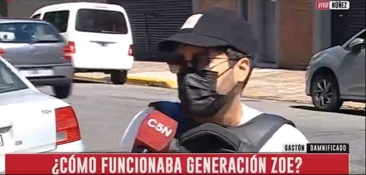 A mediados de febrero, Jeremías se detuvo frente a la sede de "Generación Zoe" y dio un falso testimonio en una entrevista para C5N.