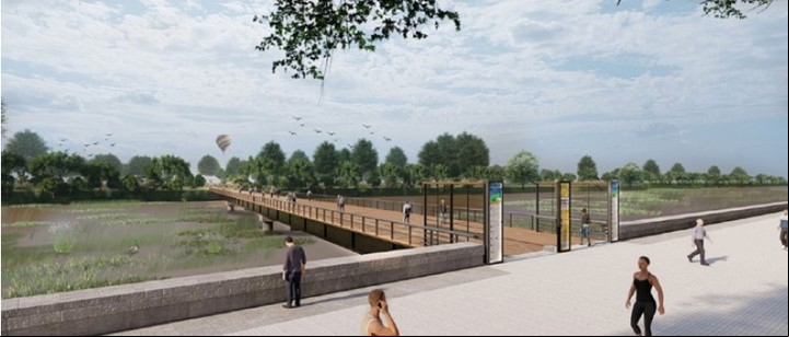 Una imagen simulada muestra cómo será el puente de a la Reserva Ecológica de Costanera Sur.