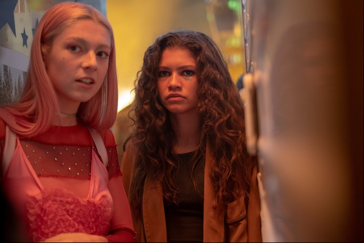 Las chicas de "Euphoria": con la actriz trans Hunter Schafer.