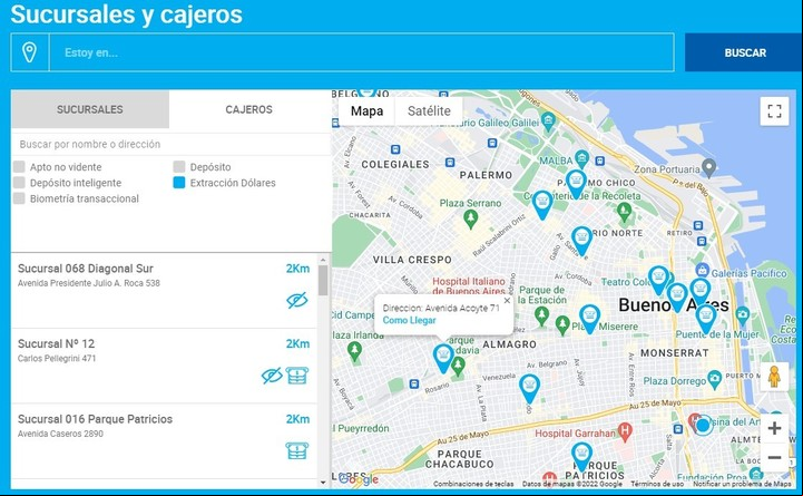 El Banco Ciudad tiene hoy unos 22 cajeros automáticos que expenden dólares. Imagen: Captura.