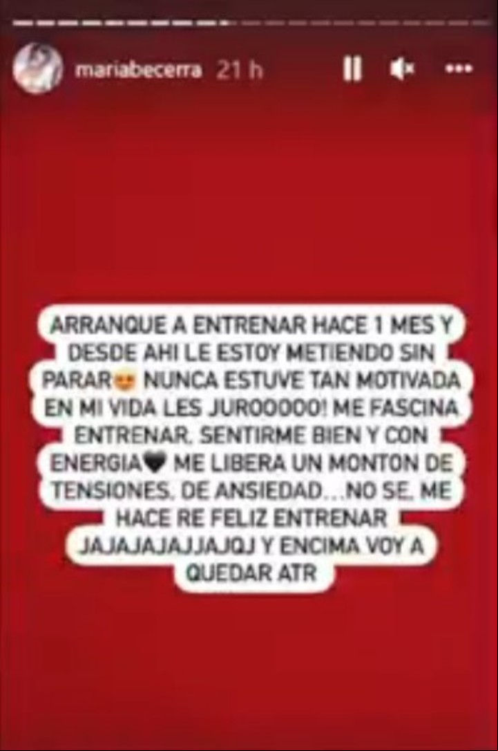 María Becerra contó en febrero que hacía un mes que estaba entrenando.