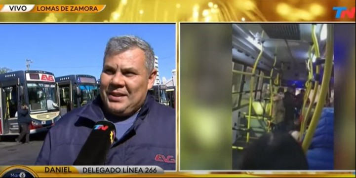 El delegado gremial de la línea 266 en charla con el Canal TN. Captura de video.