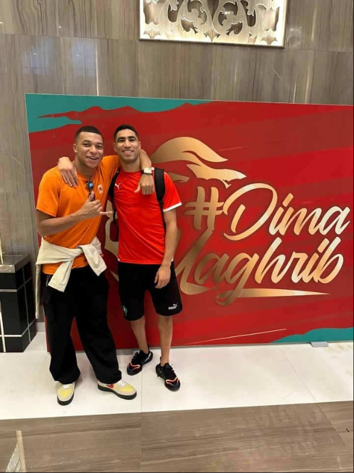 La gran relación entre el delantero Kylian Mbappé y el marroquí Achraf Hakimi. Foto: Redes sociales.