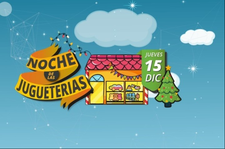 Este jueves las jugueterías abren hasta tarde y así lo promocionan. Imagen: Captura.
