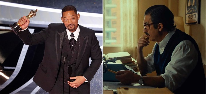 Will Smith, con el Oscar que ganó el año pasado por "King Richard", Y Ricardo Darín en Argentina, 1985