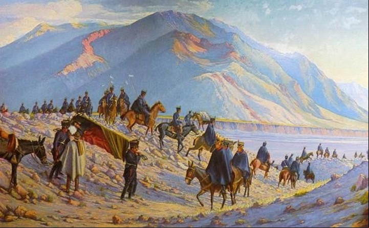 San Martín lideró el cruce de la cordillera de los Andes.