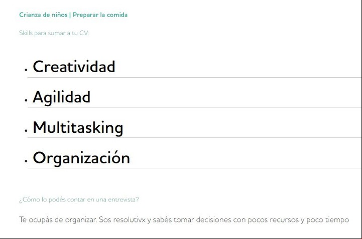 Las sugerencias del traductor para quienes tienen experiencia en prepararles la comida a los chicos. Imagen: Captura.
