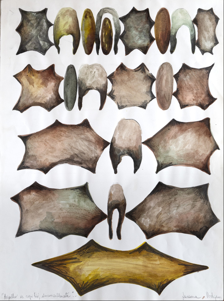Aquello que se repetía incansablemente, acuarela de Susana Rodríguez, 1979, (65 x 48 cm).