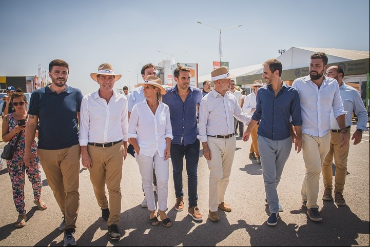 Horacio Rodríguez Larreta, Diego Santilli, Ezequiel Galli y Manuel aglia, en Expoagro.