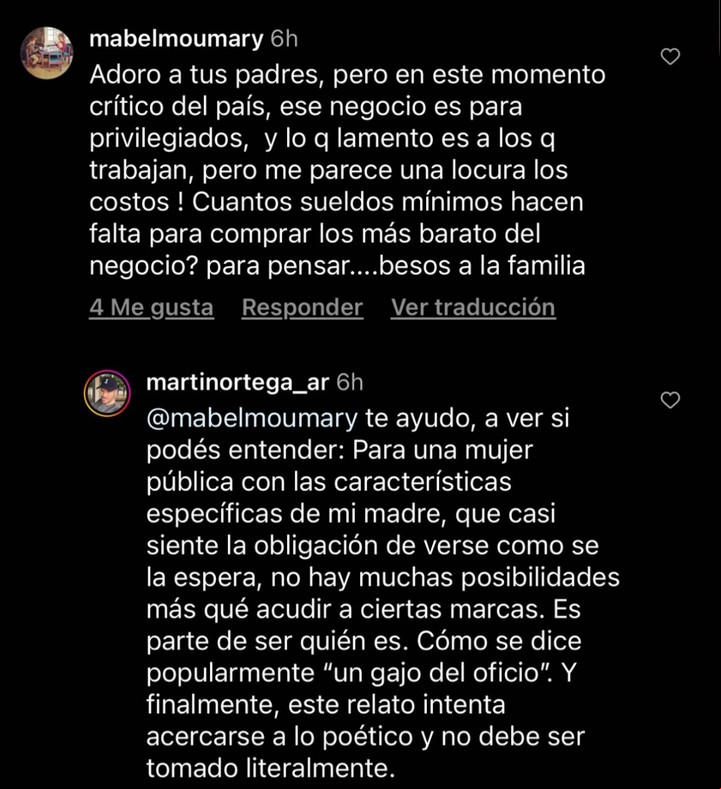 Martín Ortega se defendió tras las críticas.
