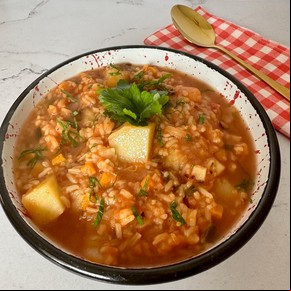Guiso de arroz con papas