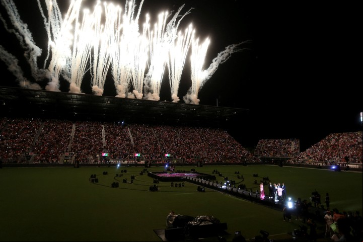 Fuego artificiales en el estadio de Inter Miami. Foto: Reuters