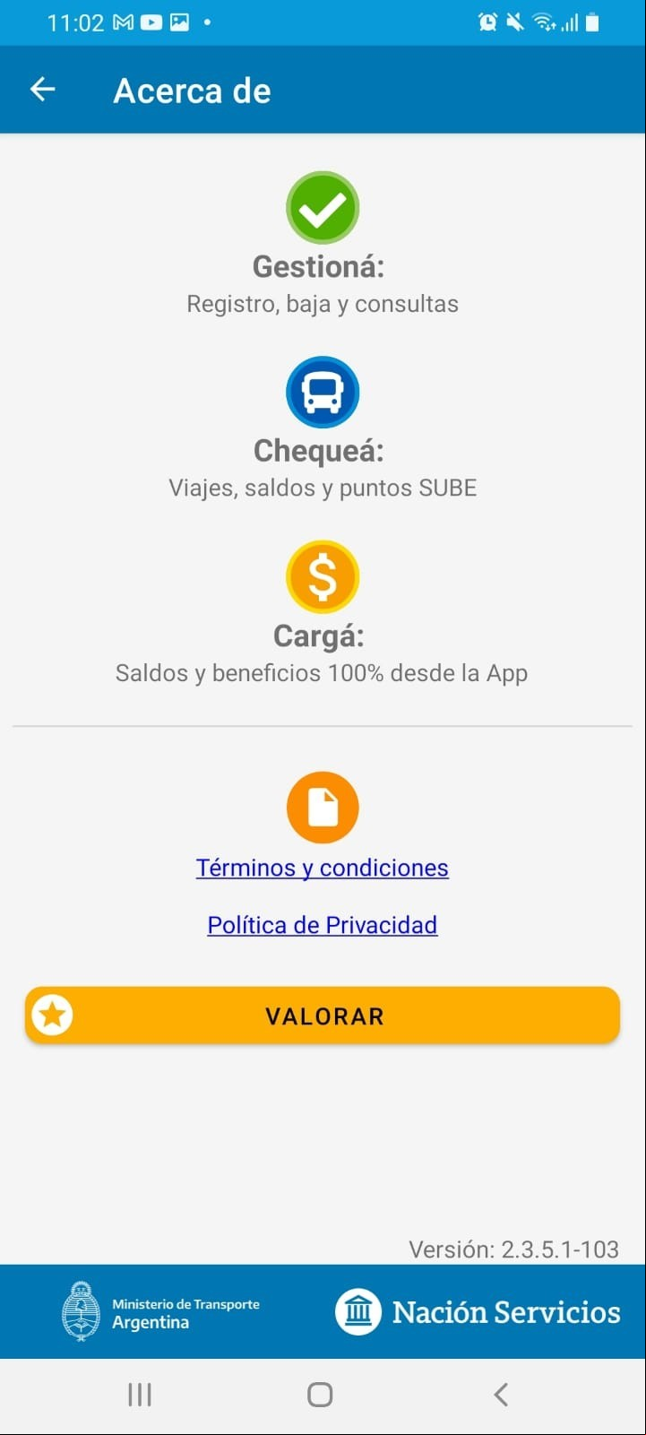 El menú de la nueva app para cargar la SUBE.